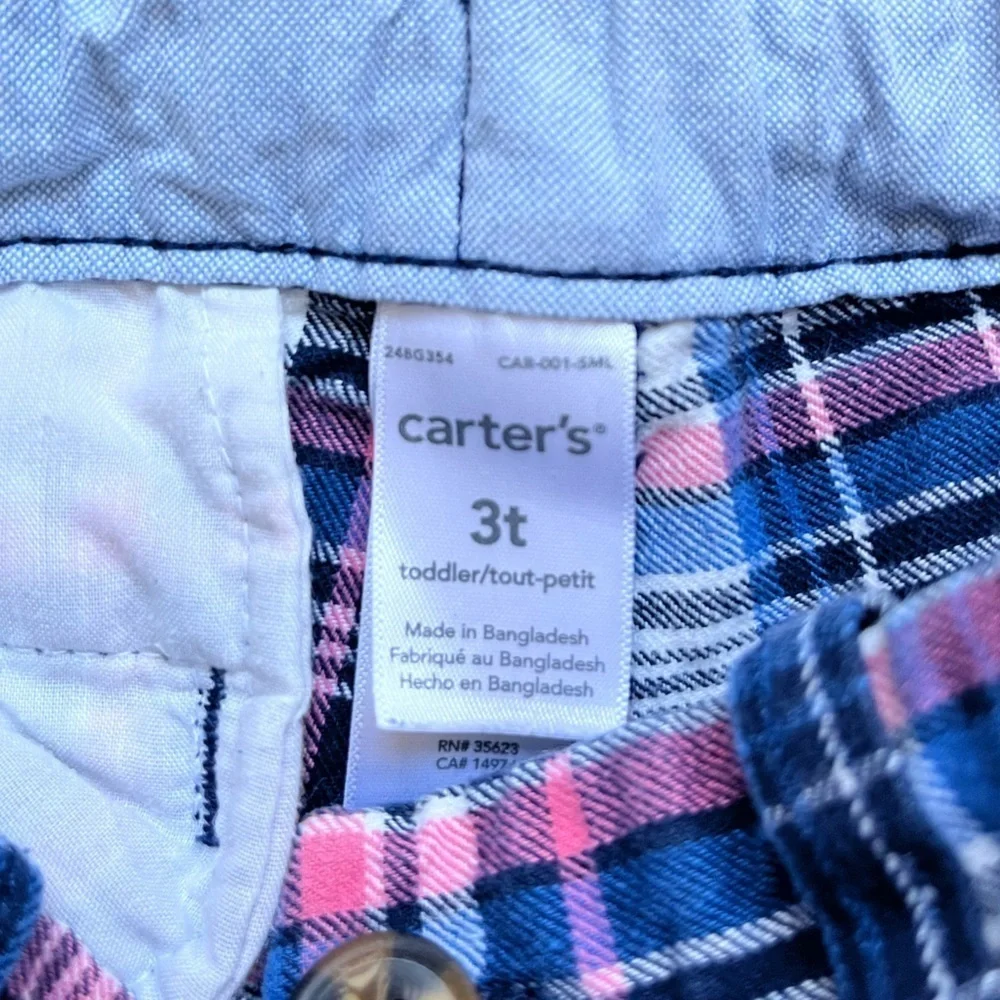 Carter’s toddler plaid pink blue white shorts 3T adjustable waist